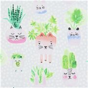 tela azul gris claro con animales y plantas