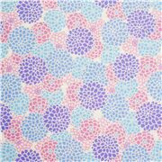 Tela dobby dise&ntilde;o floral denso de crisantemos rosa p&uacute;rpura y azul Jap&oacute;n