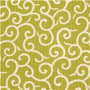 Tela japonesa verde amarillo dobby con karakusa espiral