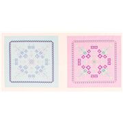 tela 2 paneles art dec&oacute; flores gris azul blanco rosa