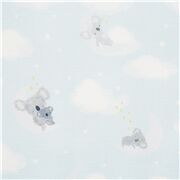 Tela azul claro de animales con koala nubes luna estrellas de EE. UU