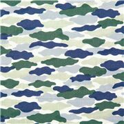 tela de camuflaje verde y azul estampado camping en algod&oacute;n