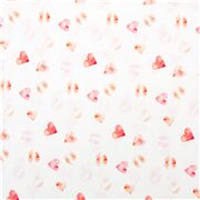 Tela Love blanca mini coraz&oacute;n rojo beso rosa