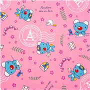 Tela oxford rosa con koala Penelope licencia Sanrio carta postal correos Paris