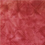 Tela rojo coral batik algod&oacute;n rombos lunares rosas