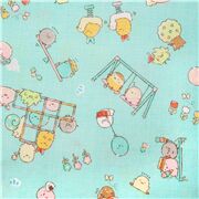 Tela kawaii azul de Jap&oacute;n s&aacute;bana de algod&oacute;n con Sumikko Gurashi en parque