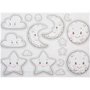 Gran Panel El&aacute;stico De Lunas, Estrellas Y Nubes Sonrientes Y Adorables