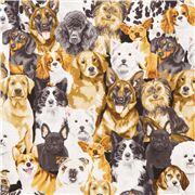 Timeless Treasures tela estampada de perros marr&oacute;n negro blanco
