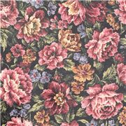 Tela laminada oxford tapiz vintage de flores con rosas