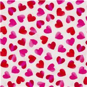 Tela blanca EE. UU. mini corazones tonos degradados rosa rojo