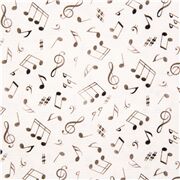 Tela de algod&oacute;n blanco con notas musicales s&iacute;mbolos negros de EE. UU.