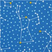 Tela azul con constelaciones y estrellas en el espacio