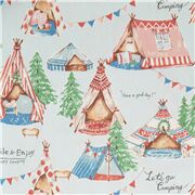 Tela oxford algod&oacute;n azul claro tiendas camping tipis