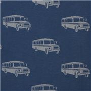 Jacquard Autobuses Grises Repetidos Dispersos Azules Estiramiento