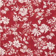 tessuto rosso cotone fiori bianchi aspetto rustico