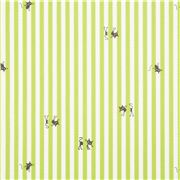 Tela oxford verde y blanca rayas de Jap&oacute;n con peque&ntilde;os gatos negros