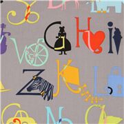 Tela gris con alfabeto de colores