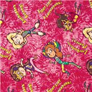 rosafarbener Batik-Hintergrund Baumwollstoff offizielles Comic-M&auml;dchen Luchador