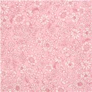 tessuto rosa giapponese in popeline di cotone fiorellini bianchi