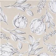 Ilustraci&oacute;n Toile De Jouy Beige Flores Estiramiento