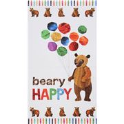 Tela blanca con gran oso pardo animal globo de Andover EE. UU. Beary Happy