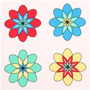 Tela blanca flor amarillo rojo verde azul Summer Lovin Panel