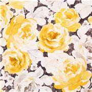 Tela grandes rosas amarillas estilo pintura acuarela