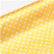 Tela de sat&eacute;n de poli&eacute;ster amarillo con lunares blancos Jap&oacute;n