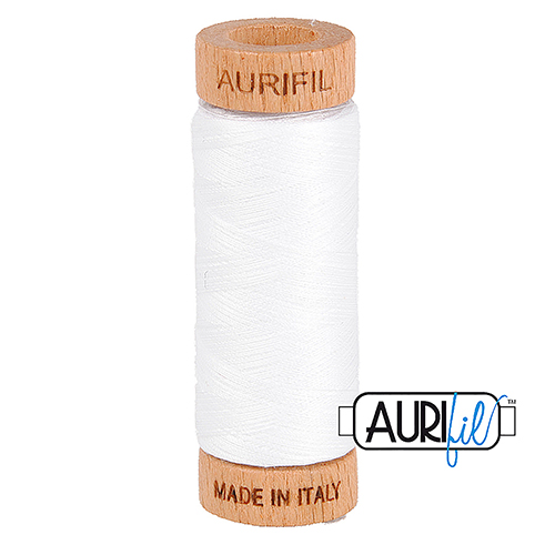 80wt Petite Bobine Blanc Brillant 2024 Fil De Coton par Aurifil