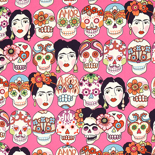 Gotas De Amor Frida Sugar Skulls Fabric by Alexander Henry