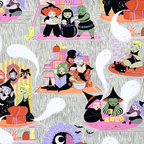 Belindas Brownstone Spooky Witch Friendship Fabric by Alexander Henry