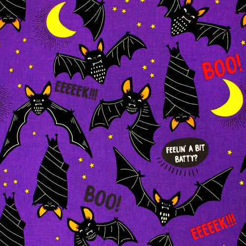 Boo! Chauve-souris! Halloween Eek Texte Tissu par Alexander Henry
