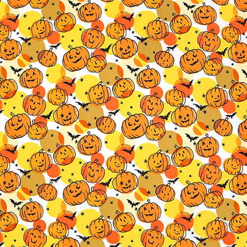 Pumpkin Polka Dot Cute Jack o Lantern Fabric by Alexander Henry