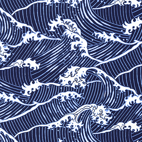 The Great Wave Collage Hokusai Fabric by Alexander Henry