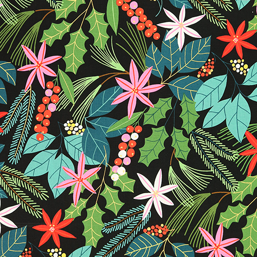 Merry Berry Christmas Holly Flora Fabric by Alexander Henry