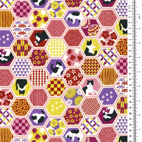 Chat Hexagone Motif Japonais 1