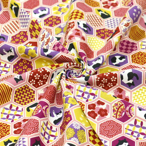 Chat Hexagone Motif Japonais 2