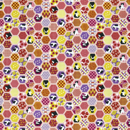 Chat Hexagone Motif Japonais 4