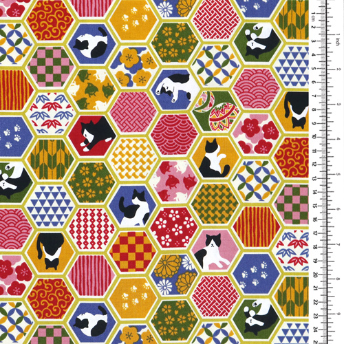 Chat Hexagone Motif Japonais 1