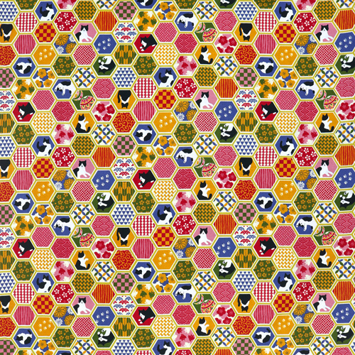 Chat Hexagone Motif Japonais 4