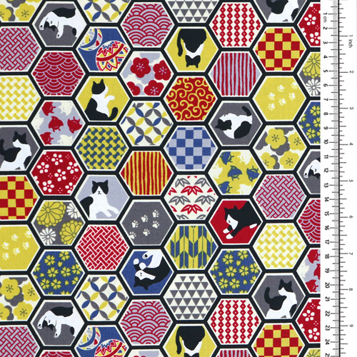 Chat Hexagone Motif Japonais 1