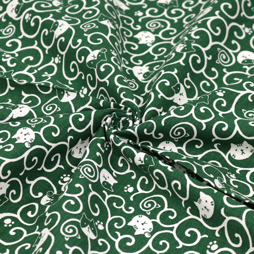 Katze Mit Wirbelndem Karakusa-Muster Traditionelles Furoshiki 2