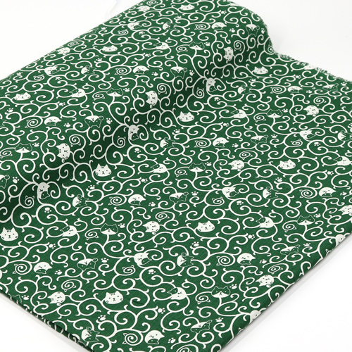 Katze Mit Wirbelndem Karakusa-Muster Traditionelles Furoshiki 3