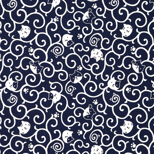 Cat Swirling Karakusa Traditional Furoshiki