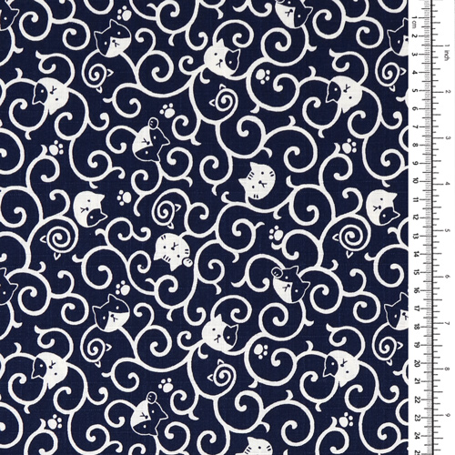 Katze Mit Wirbelndem Karakusa-Muster Traditionelles Furoshiki 1