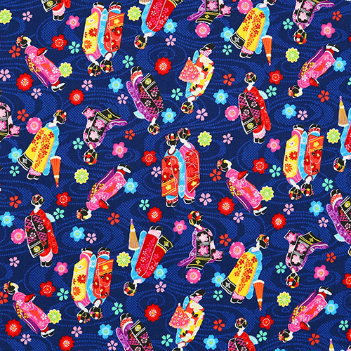 Maiko Geishas Japonaises Colores En Kimono Tissu par Cosmo