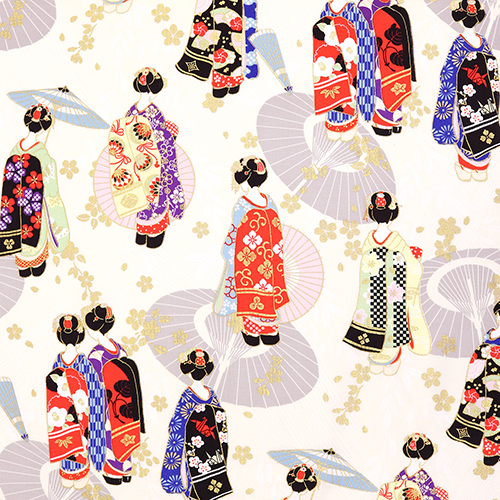 Maiko Geishas Mtalliques Kimono Parasol Tissu