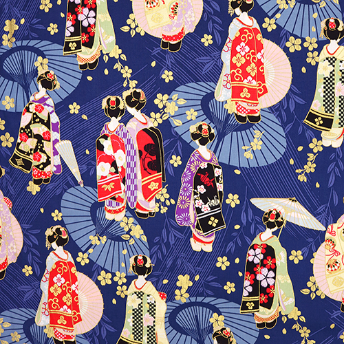 Maiko Geishas Mtalliques Kimono Parasol Tissu par Cosmo