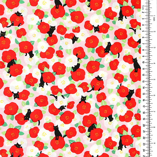 Chat Noir Fleurs De Camélia 1