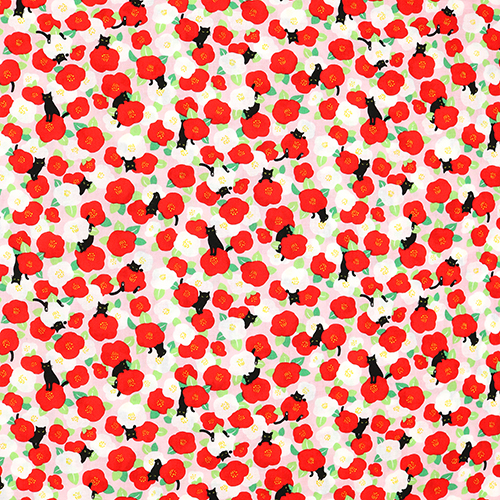 Chat Noir Fleurs De Camélia 4